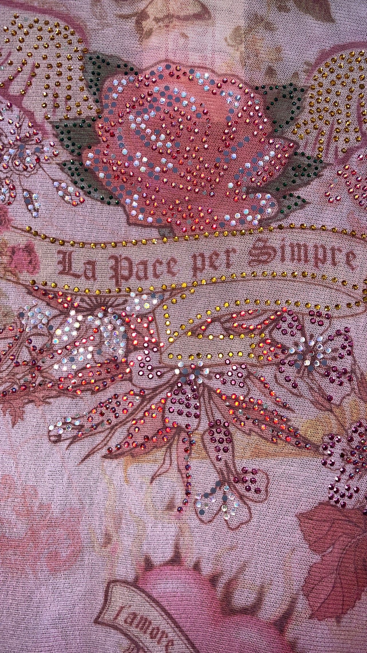 Y2K Rhinestone mesh tattoo top in Size: Medium