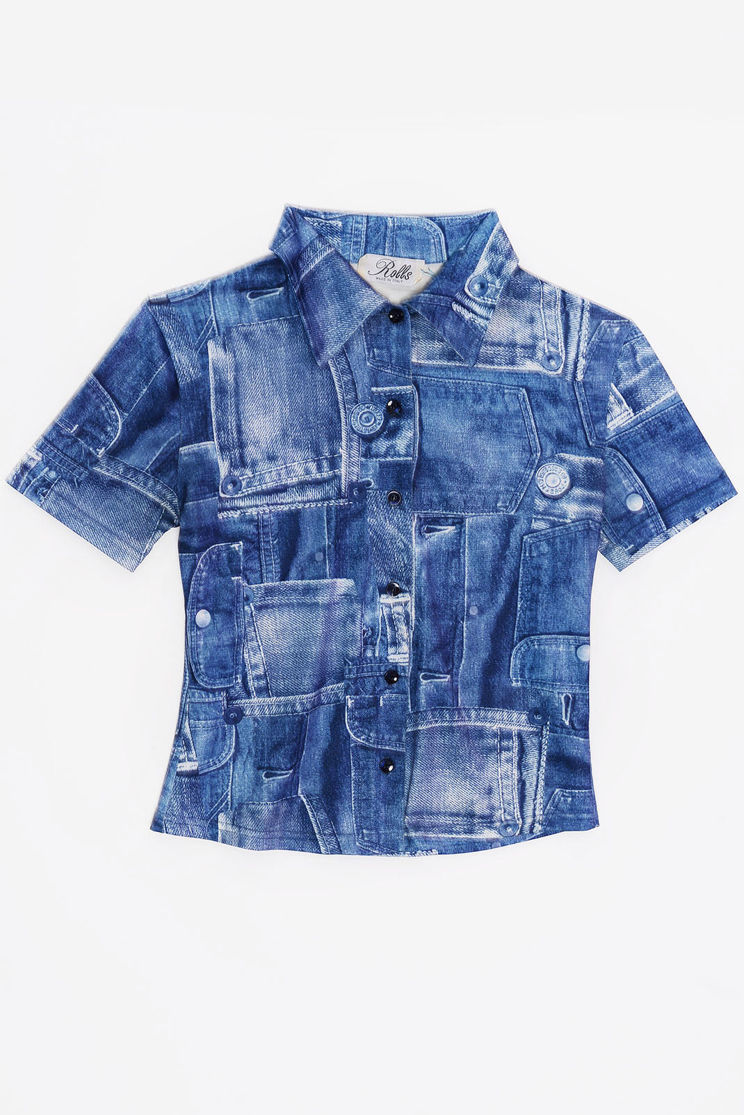 Pure Y2K denim printed top