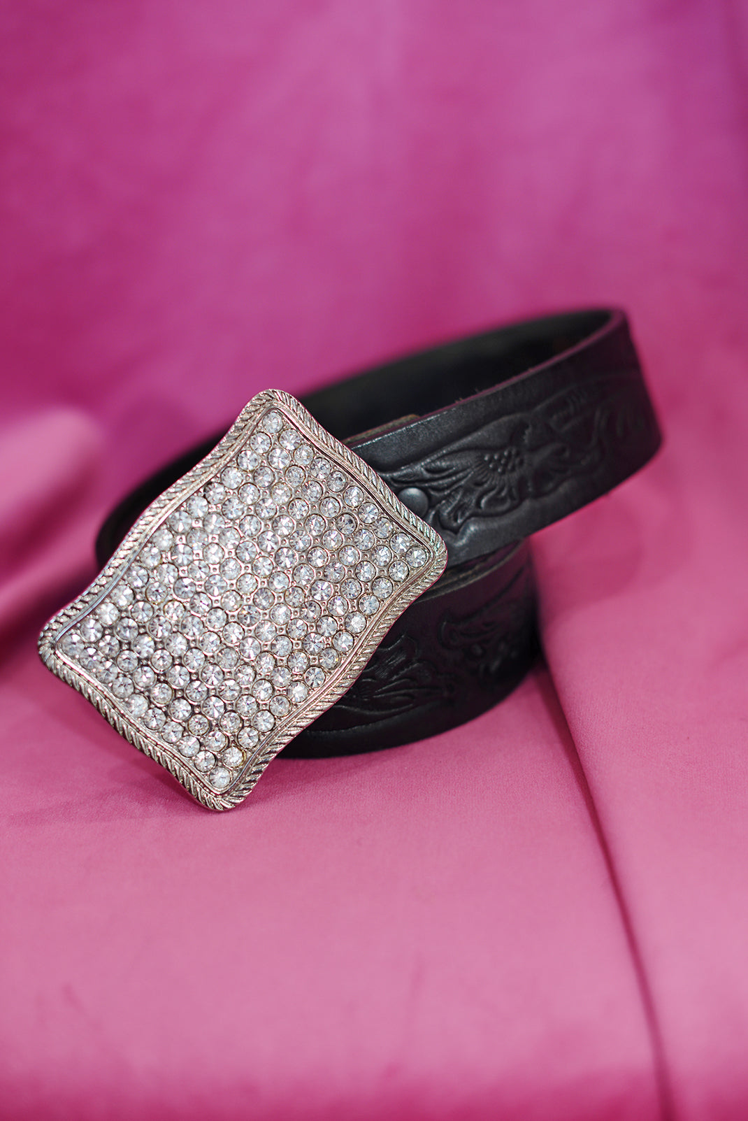 BEBE rhinestone leather belt