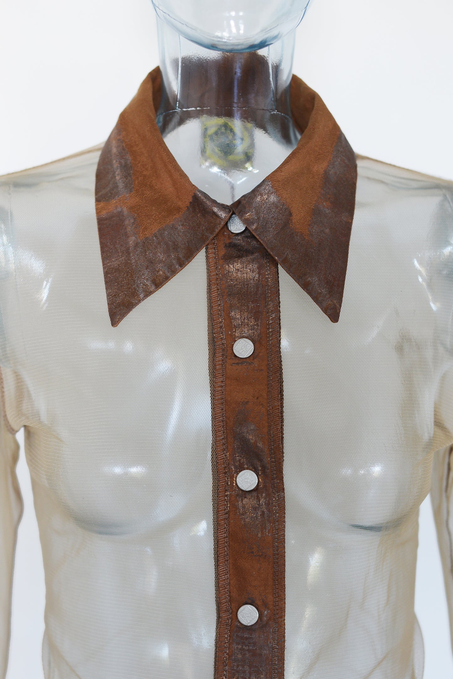 Legatte jeans brown transparent top MADE IN ITALY