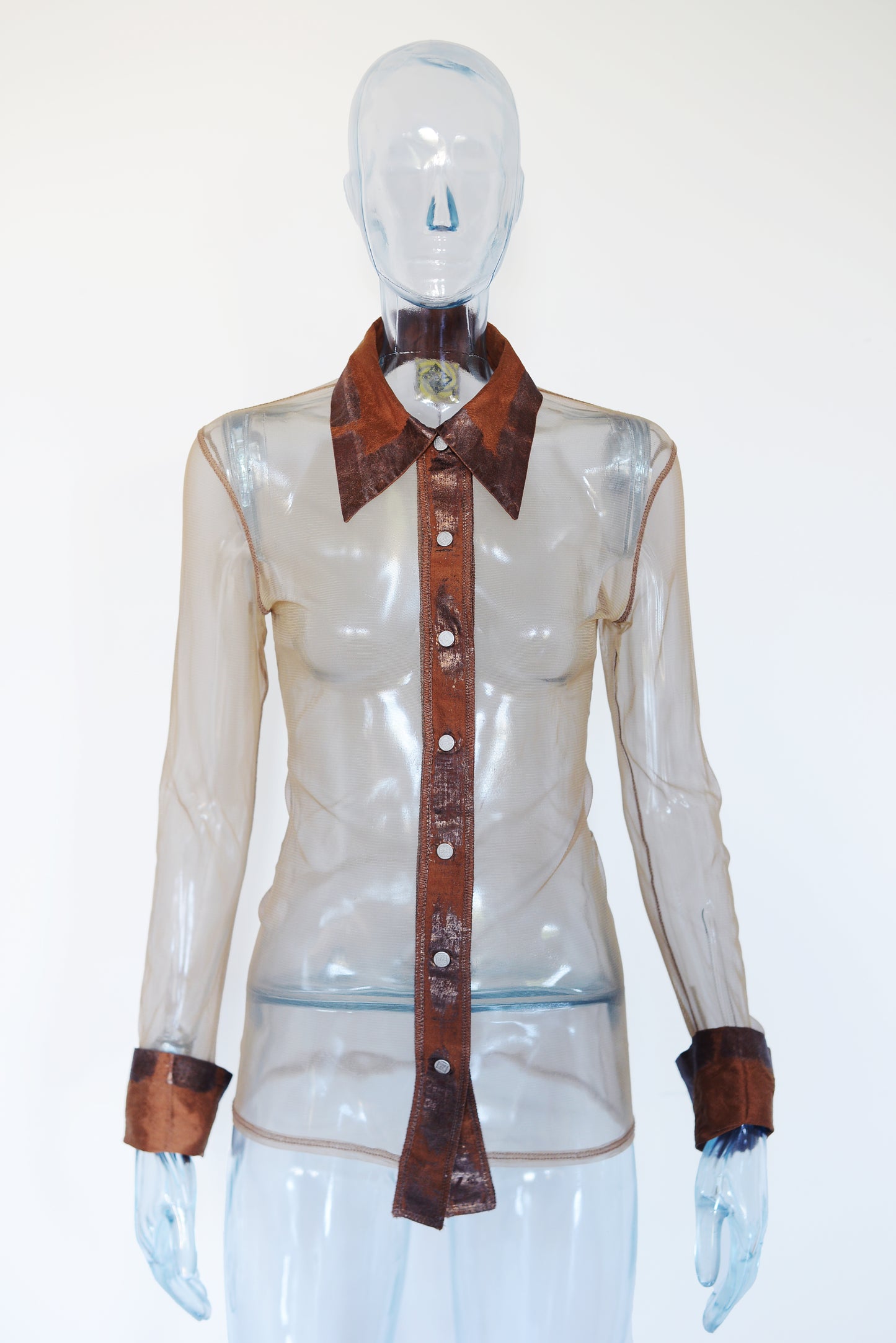 Legatte jeans brown transparent top MADE IN ITALY
