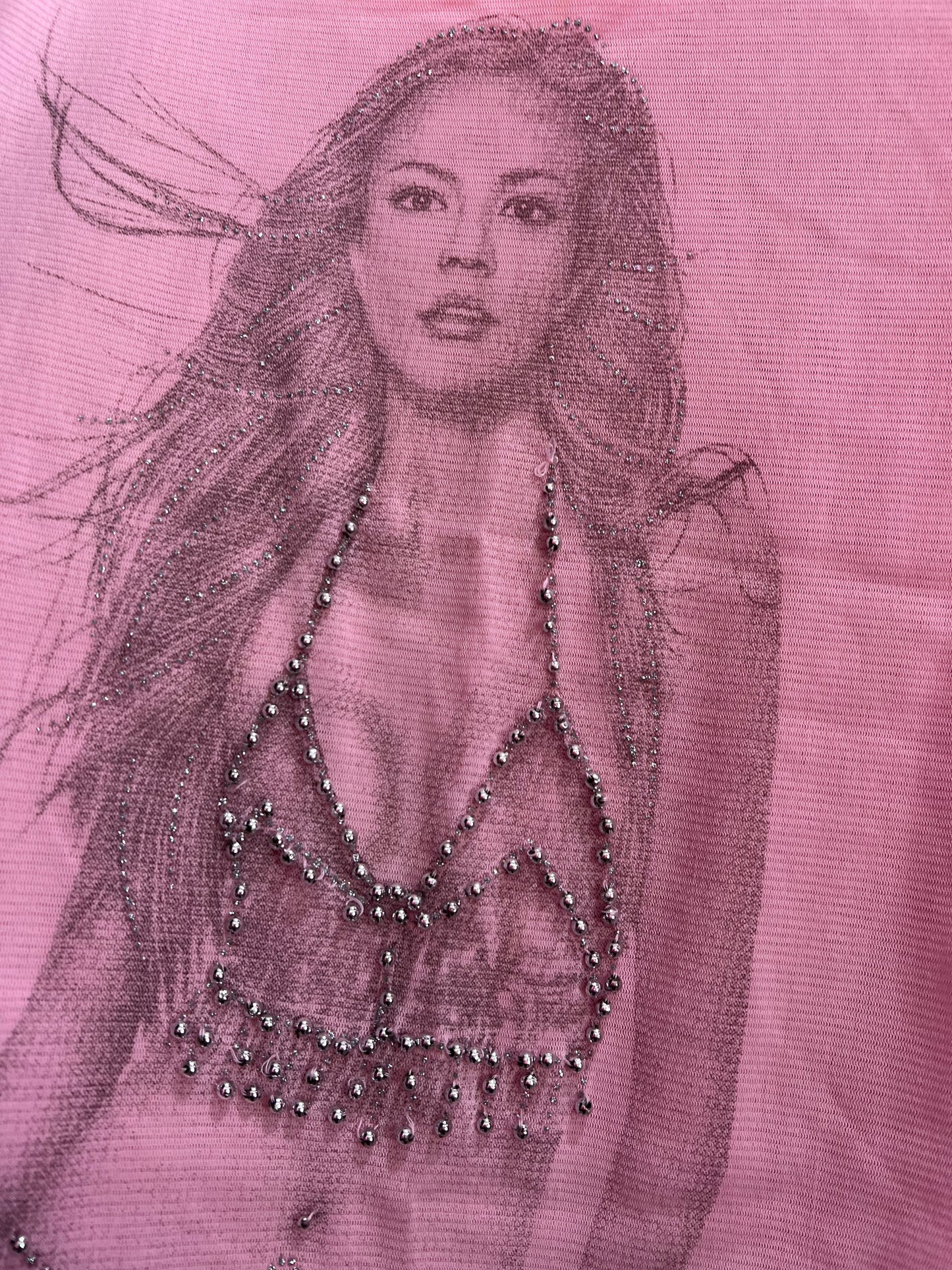 French Y2K transparent top with cool chick in Size: S/M