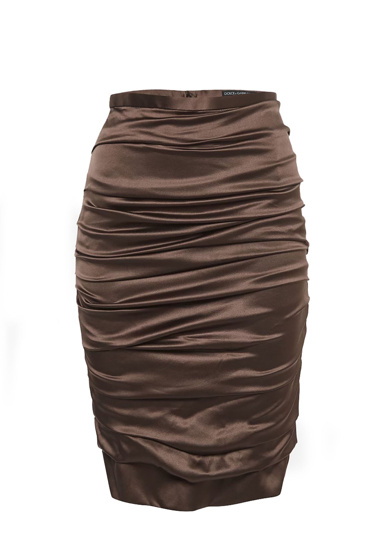 DOLCE GABBANA rushed silk skirt