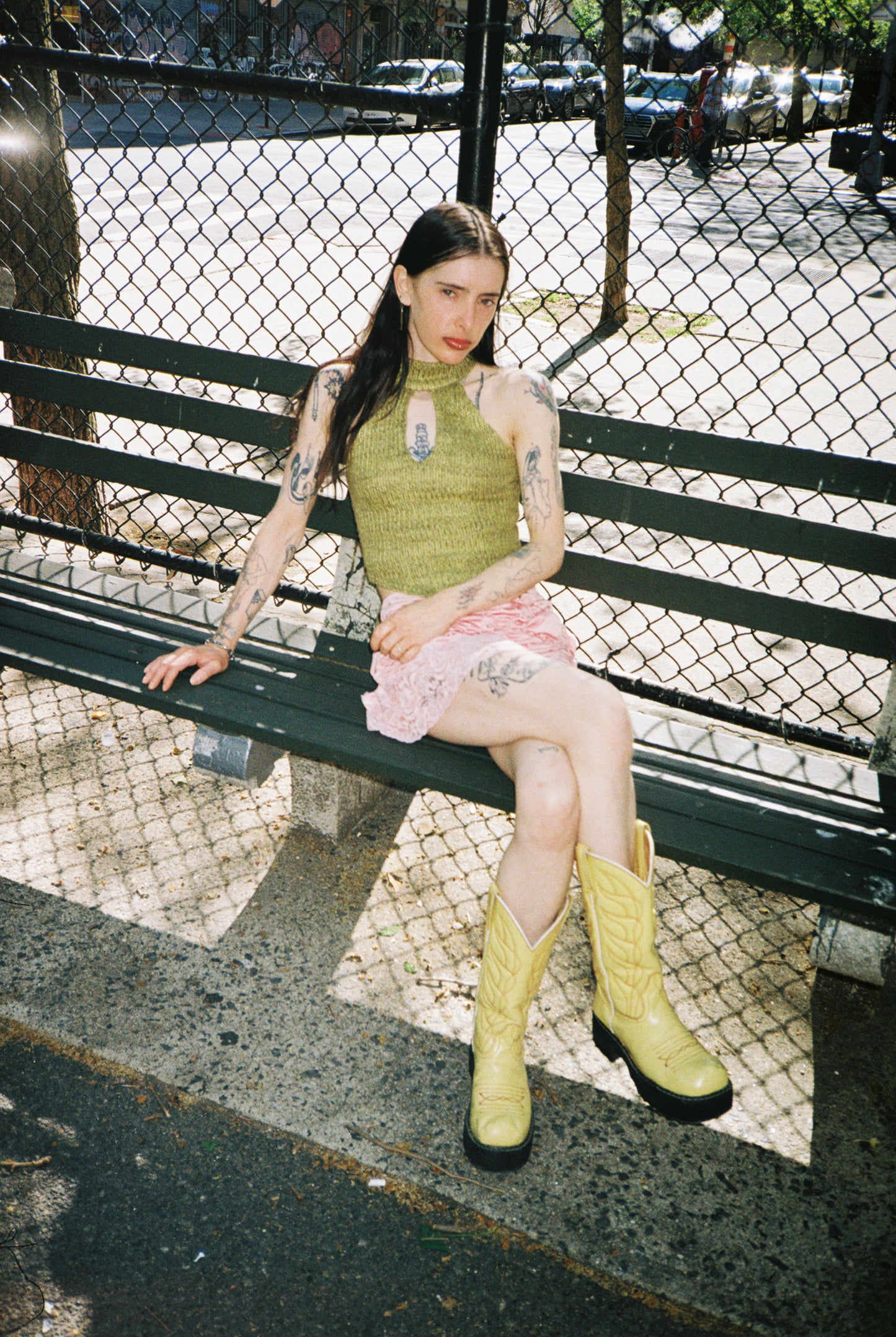 Y2K green knitted tank top