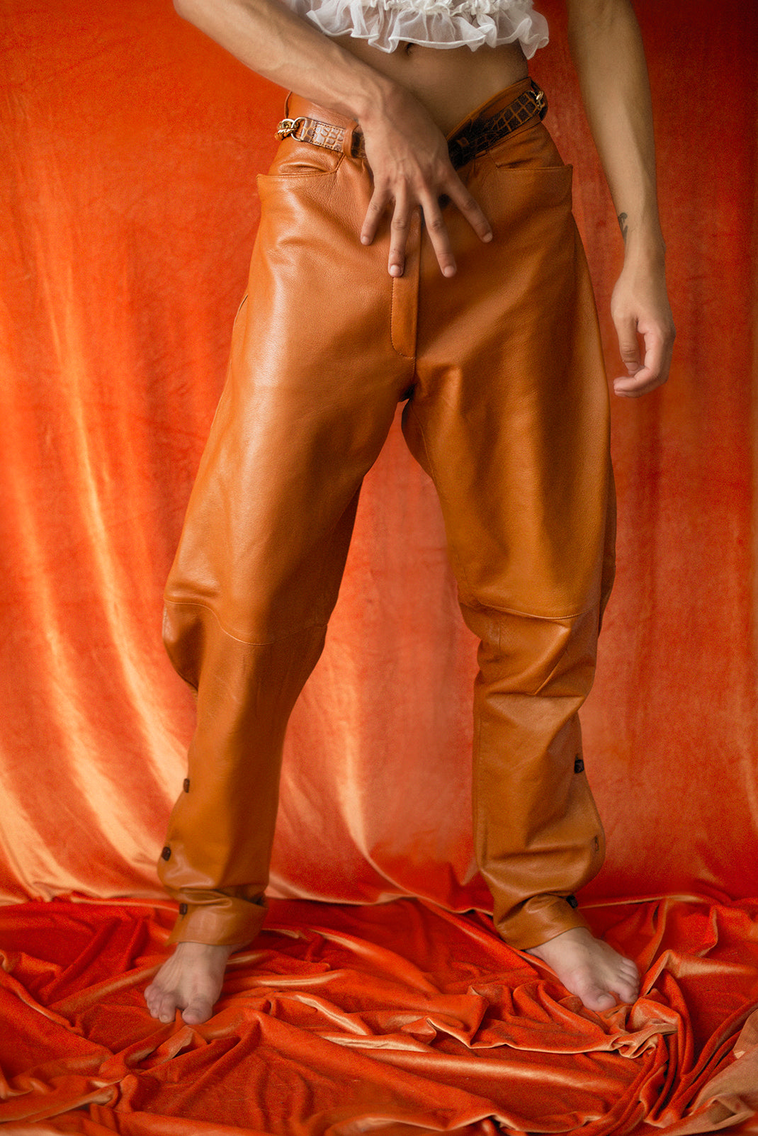 VERSACE leather pants