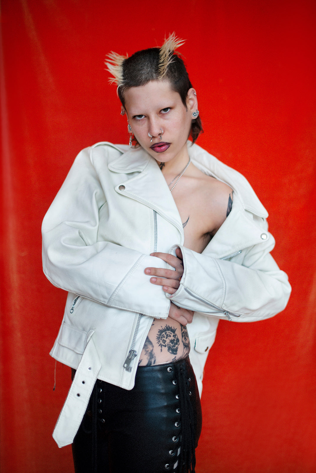 White leather Moto jacket