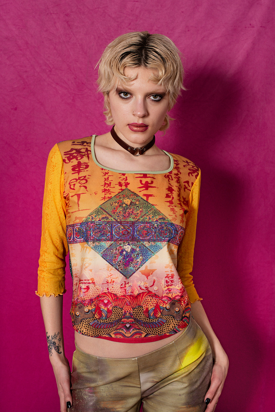 Y2K orient printed top