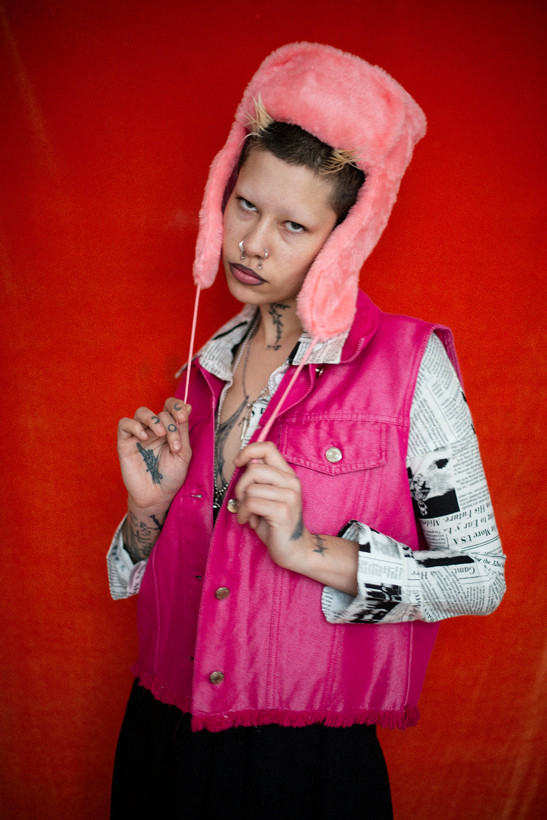 Pink denim Y2K vest