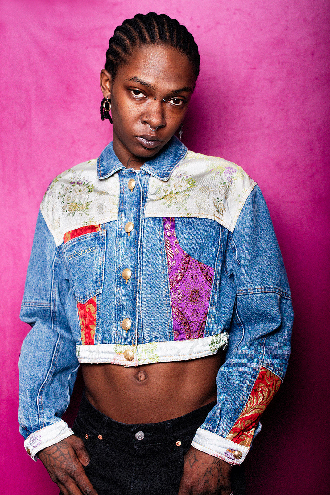 Roccobarocco cropped denim jacket