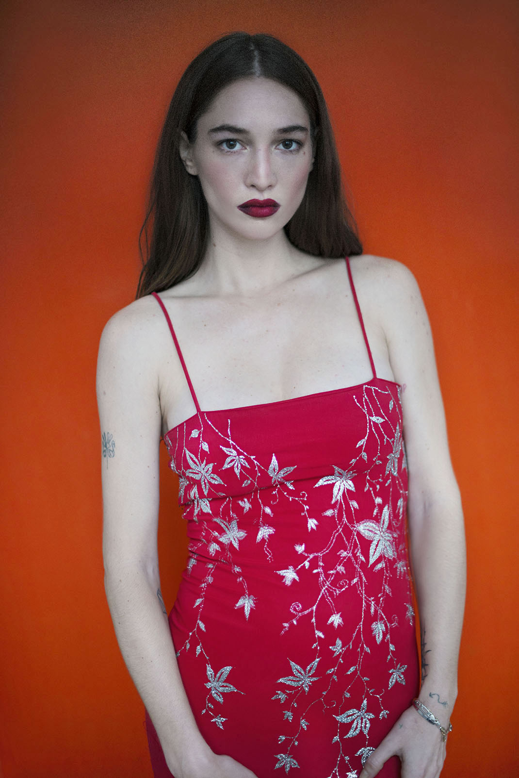 RED SPAGHETTI STRIPE DRESS