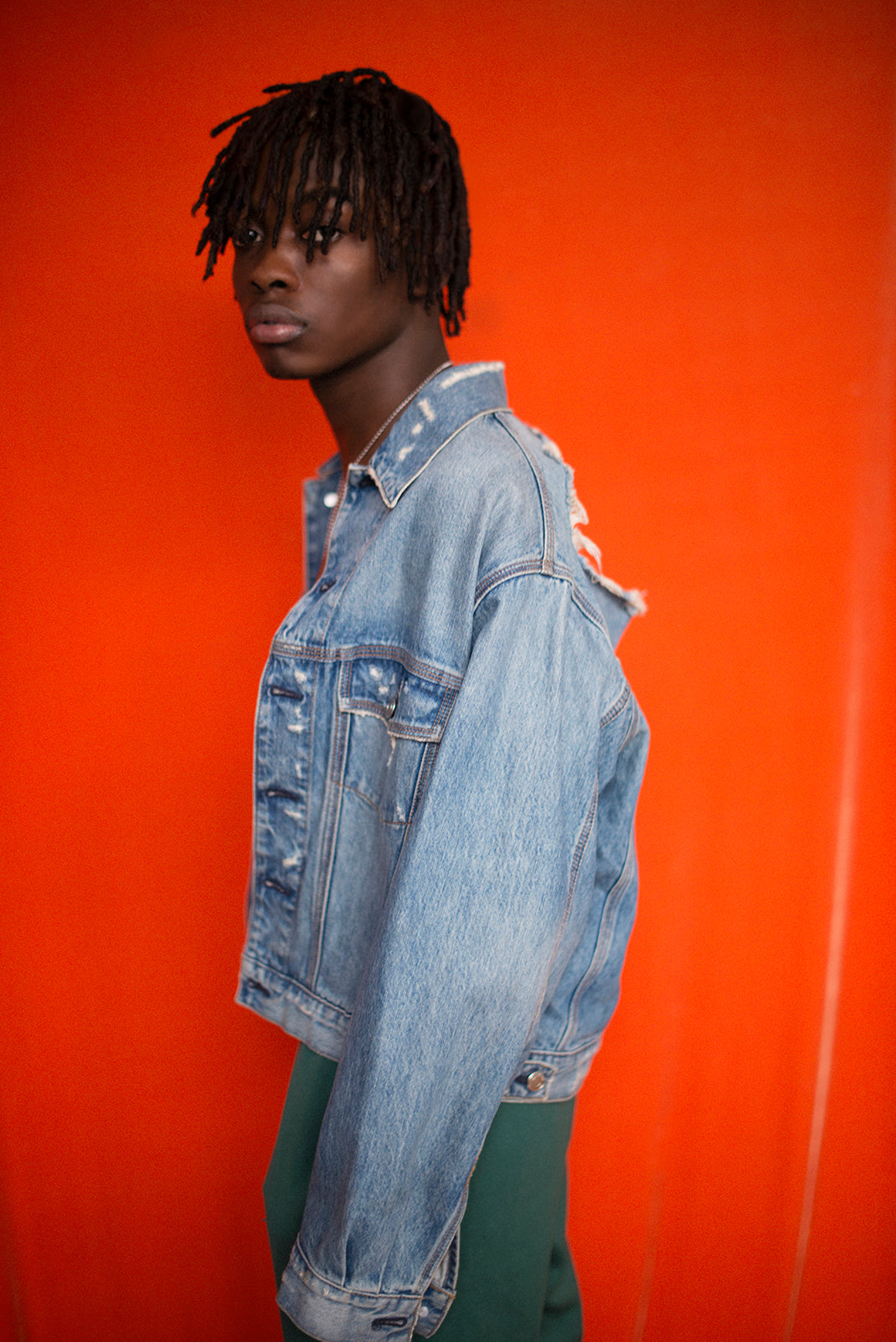 IRO DISTRESSED DENIM JACKET