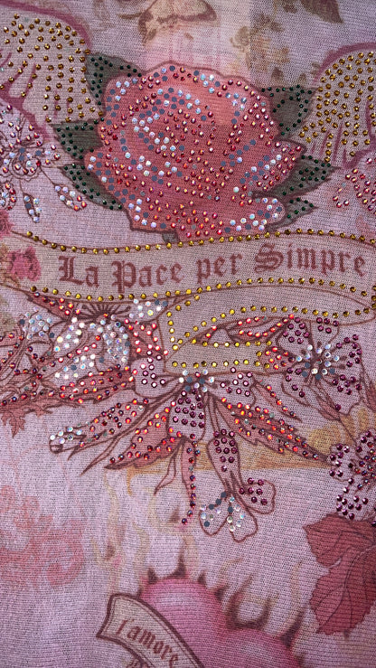 Y2K Rhinestone mesh tattoo top in Size: Medium