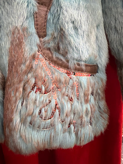 Vintage rabbit green fur in Size Medium