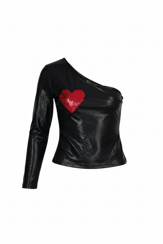 Adorable Betsey Johnson asymmetrical top with heart