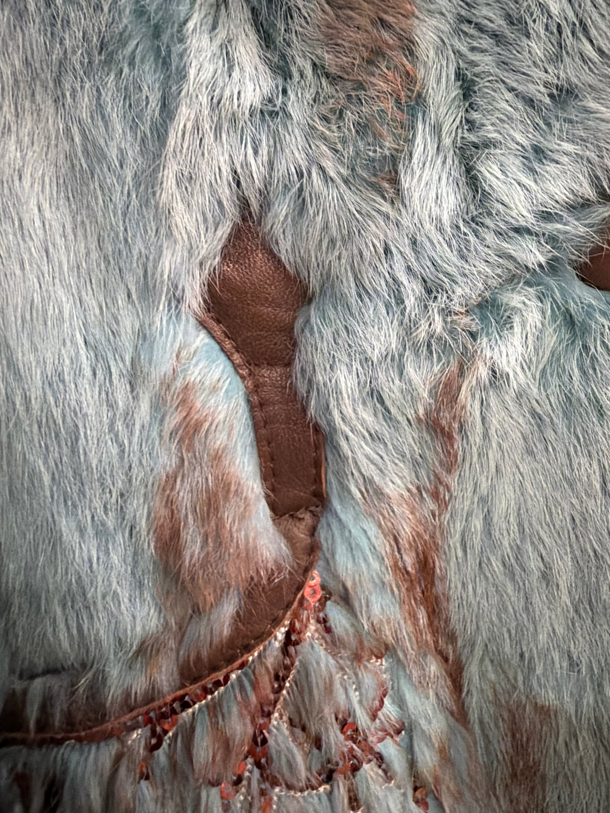 Vintage rabbit green fur in Size Medium