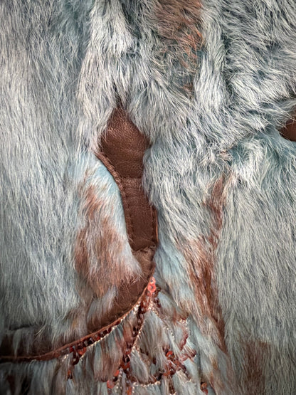 Vintage rabbit green fur in Size Medium