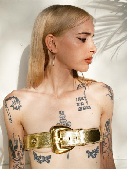 ESCADA gold leather belt in size Small