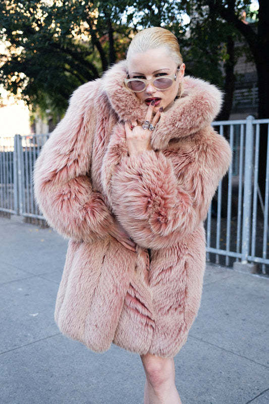 Fox peachy fur coat