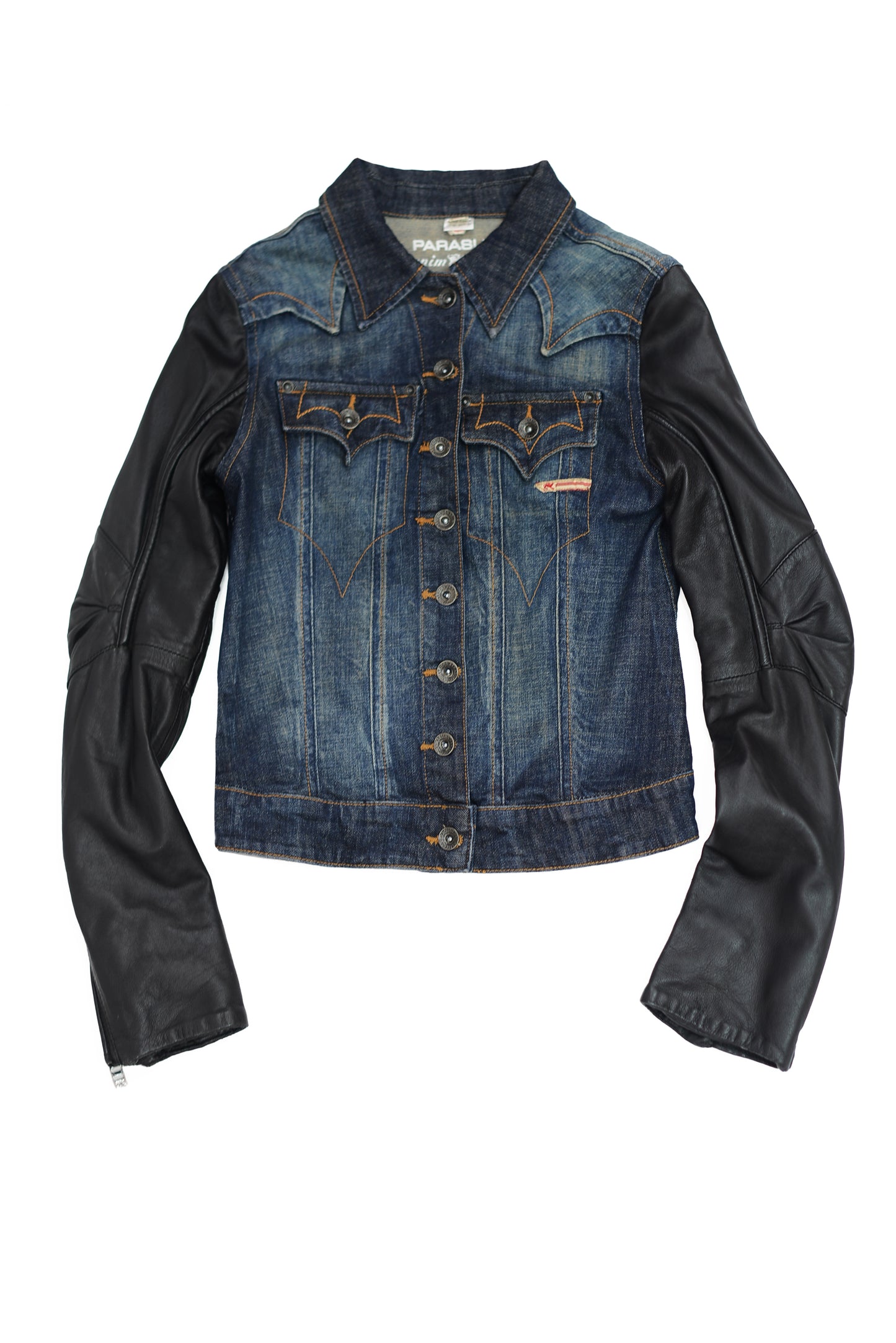 PARASUCO jean jacket with leather sleeves P/S