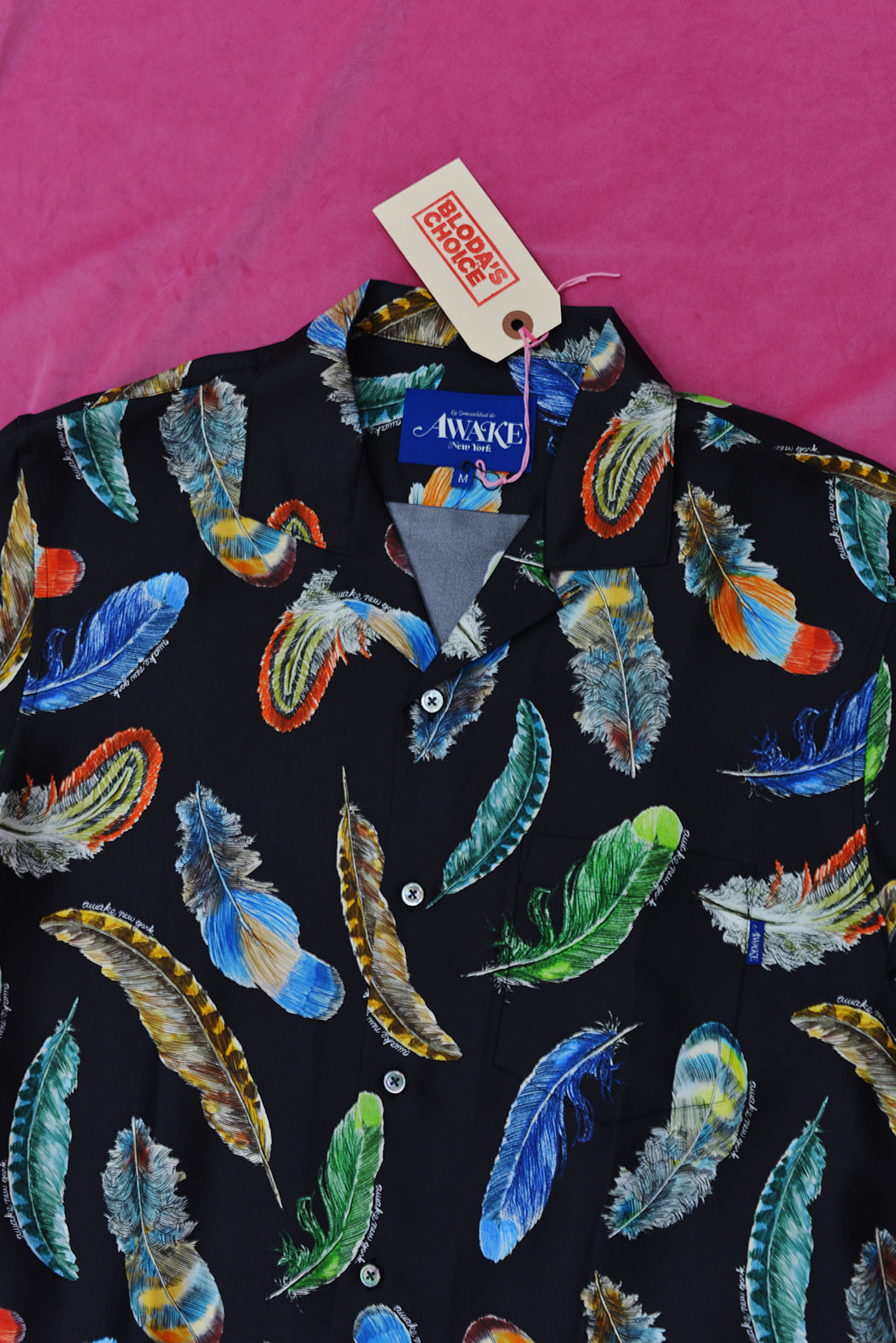 AWAKE NEW YORK feathers silk shirt