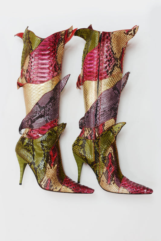 Italian genuine snake boots in size 38