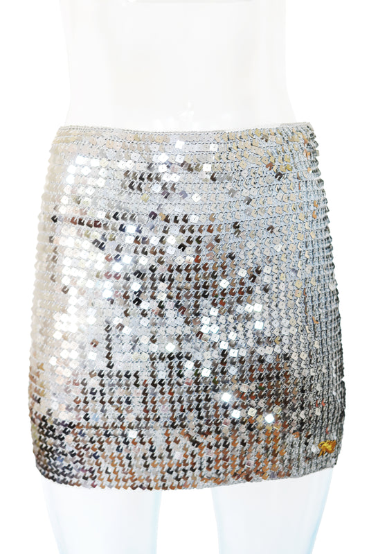 PARASUCO silver sequin skirt Y2K