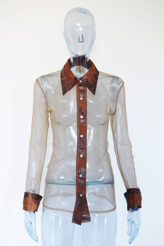 Legatte jeans brown transparent top MADE IN ITALY