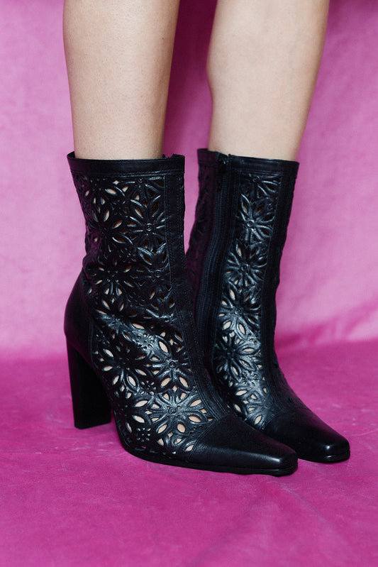 Cut out leather boots