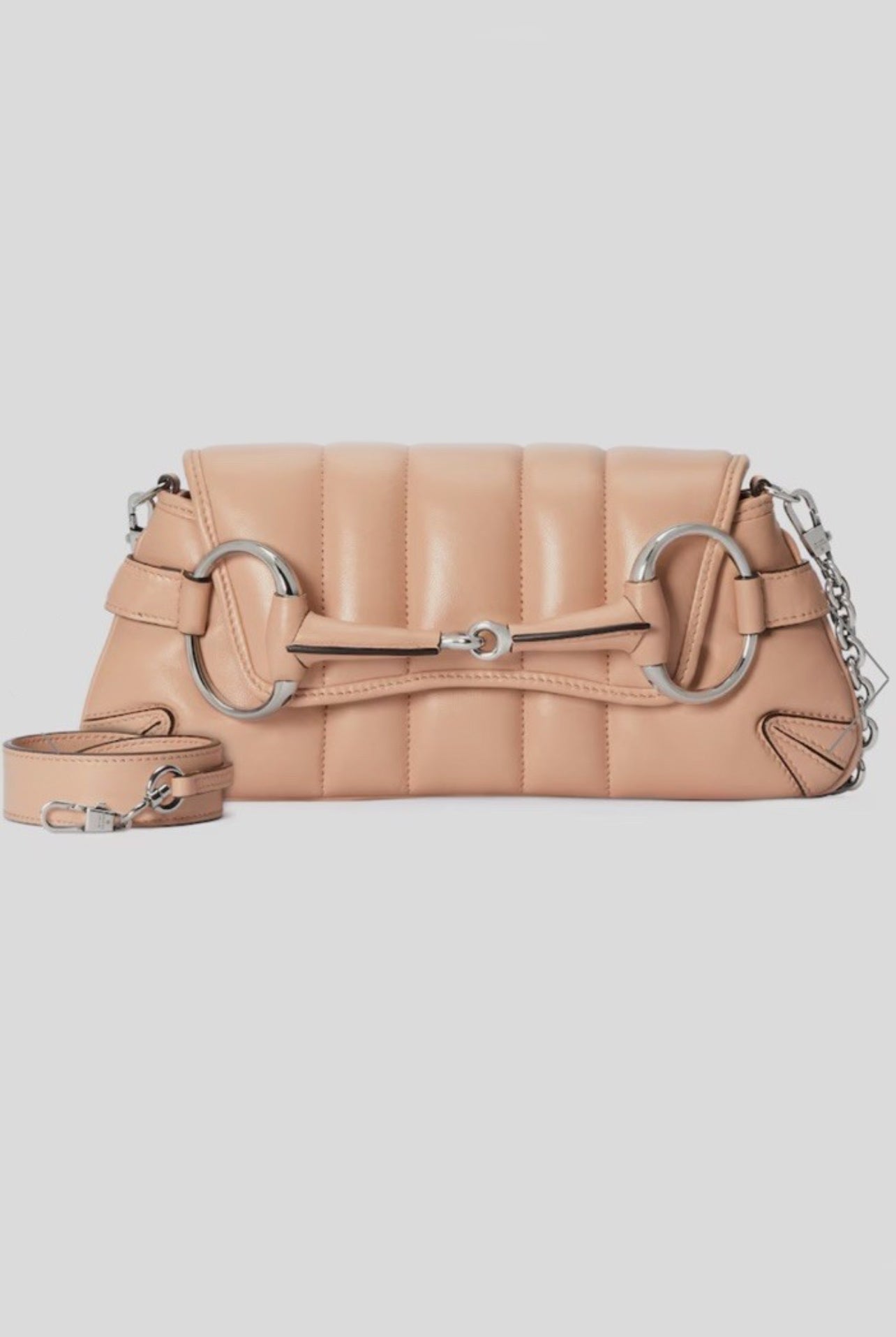 GUCCI beige horsebit chain shoulder bag