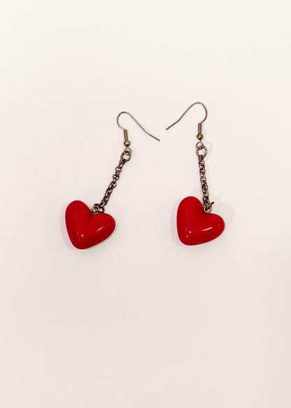 Vintage red hearts earrings