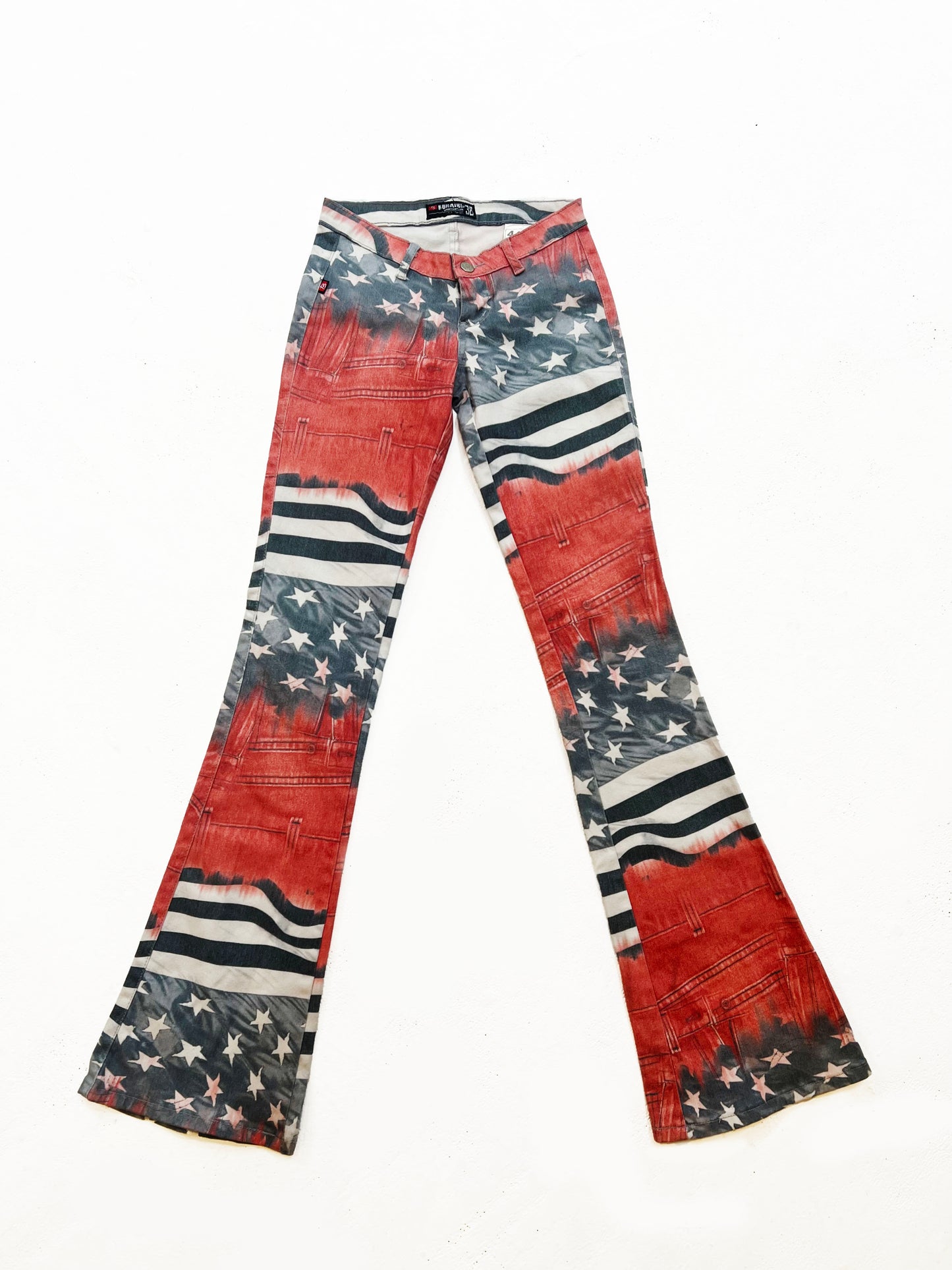 Brazylian Y2K american flag flare pants.