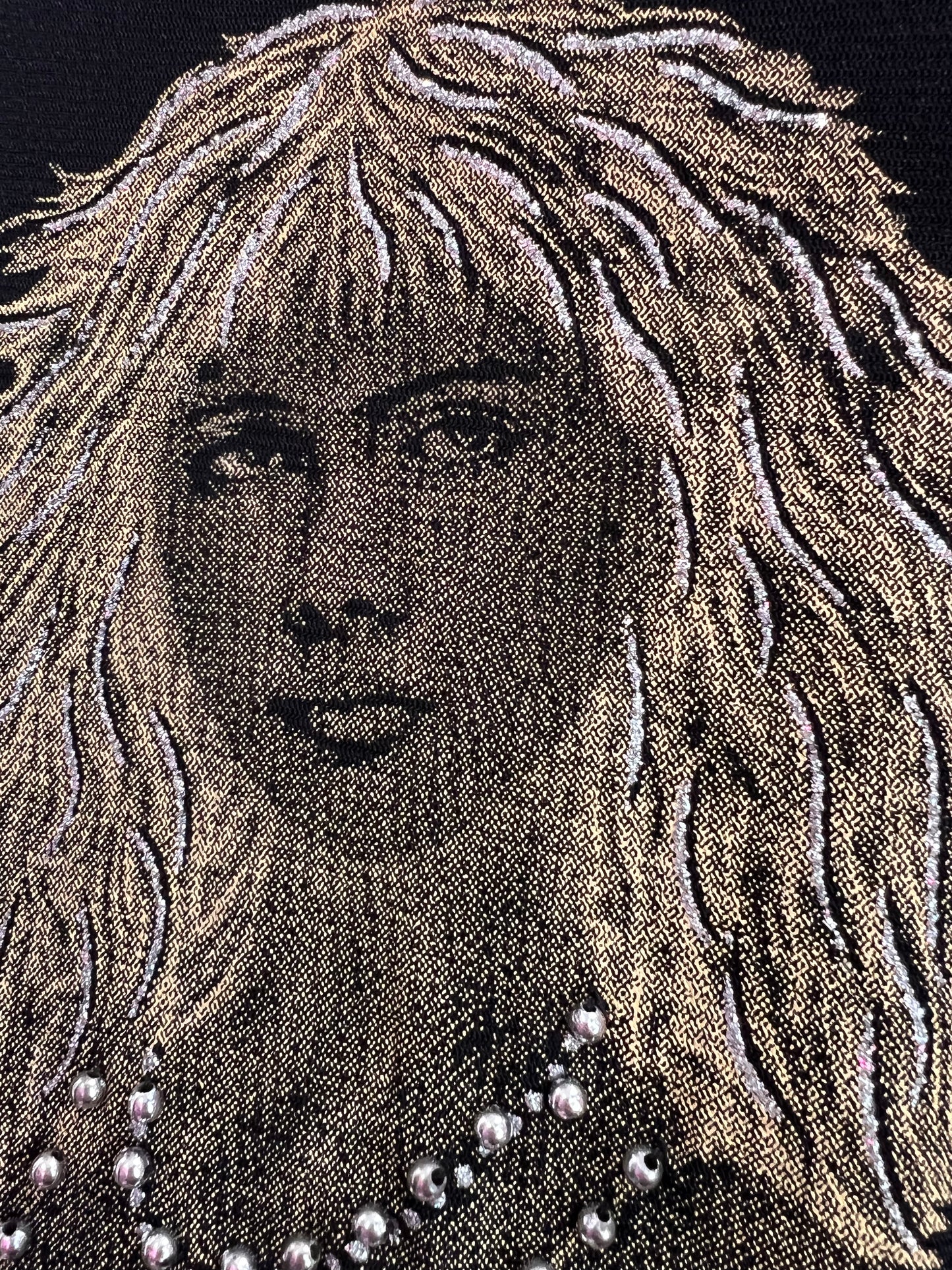 FRENCH Y2K mesh top with graphic in size: M