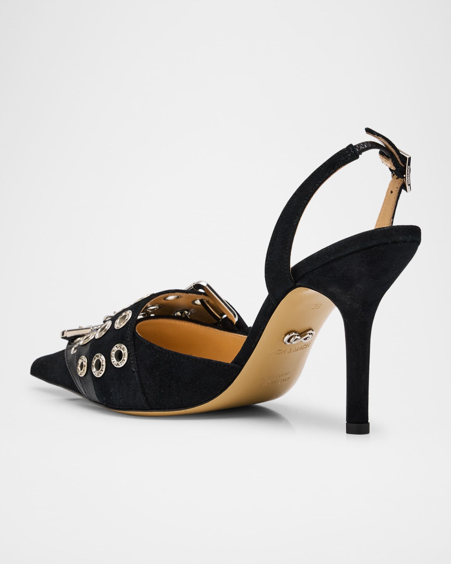 MACH & MACH Woman's black strappy pumps in size 39
