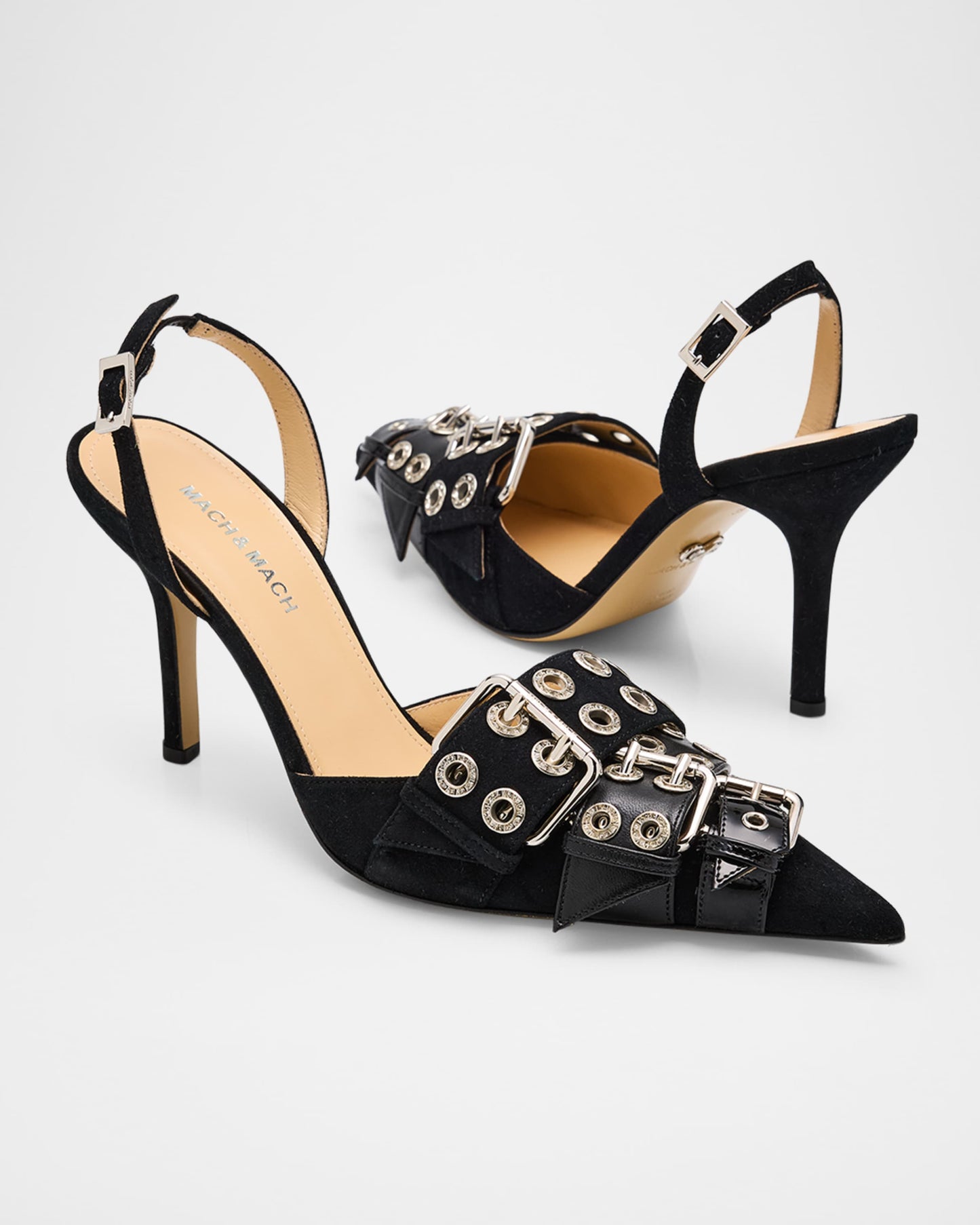 MACH & MACH Woman's black strappy pumps in size 39