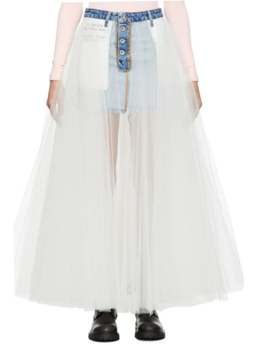 BEN TAVERNITI UNRAVEL PROJECT Denim/tulle skirt