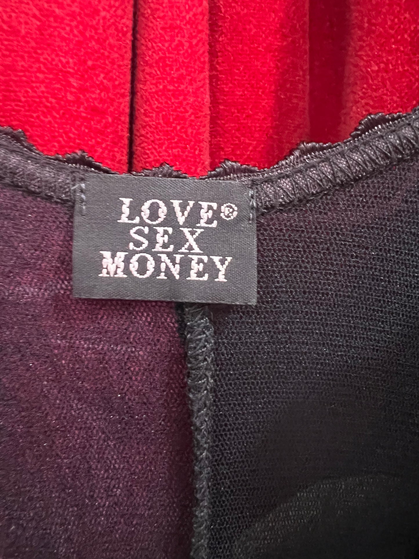 LOVE SEX MONEY mesh dress in Size: Medium