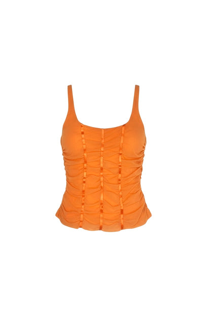 Italian orange mesh top in Size S