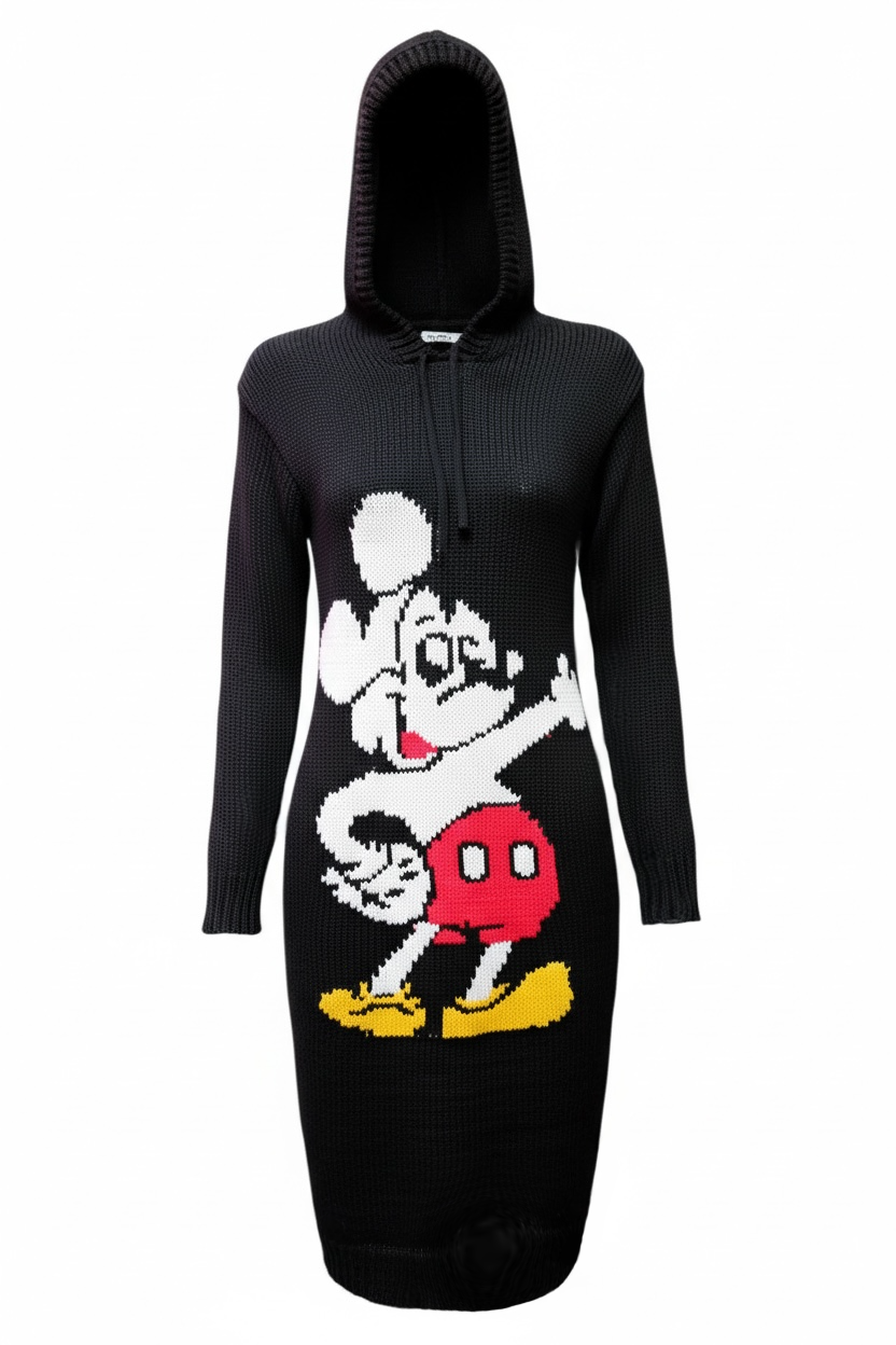 Vintage Mickey Mouse knitted dress with hoodie