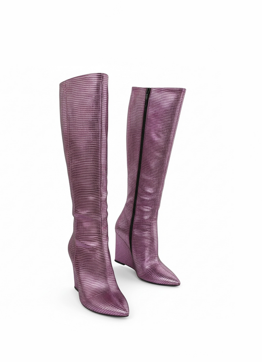 Just Cavalli metallic pink boots in size 38