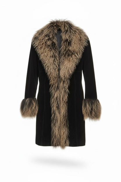 BEBE rare suede coat with fur