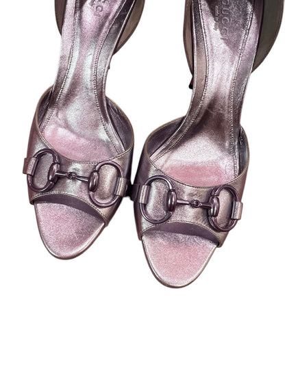 GUCCI metallic lilac sandals in size IT: 37.5