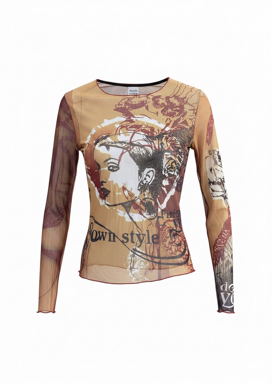 2026 Mesh top with cool graphic in size Small