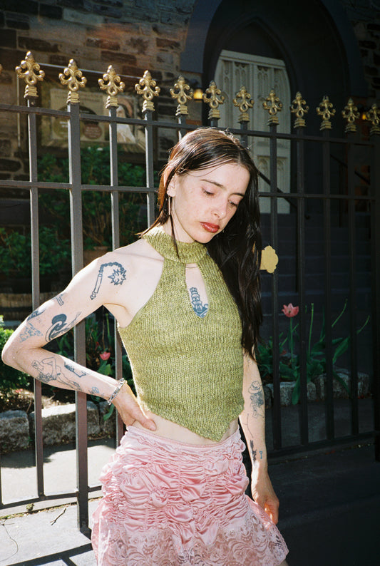 Y2K green knitted tank top