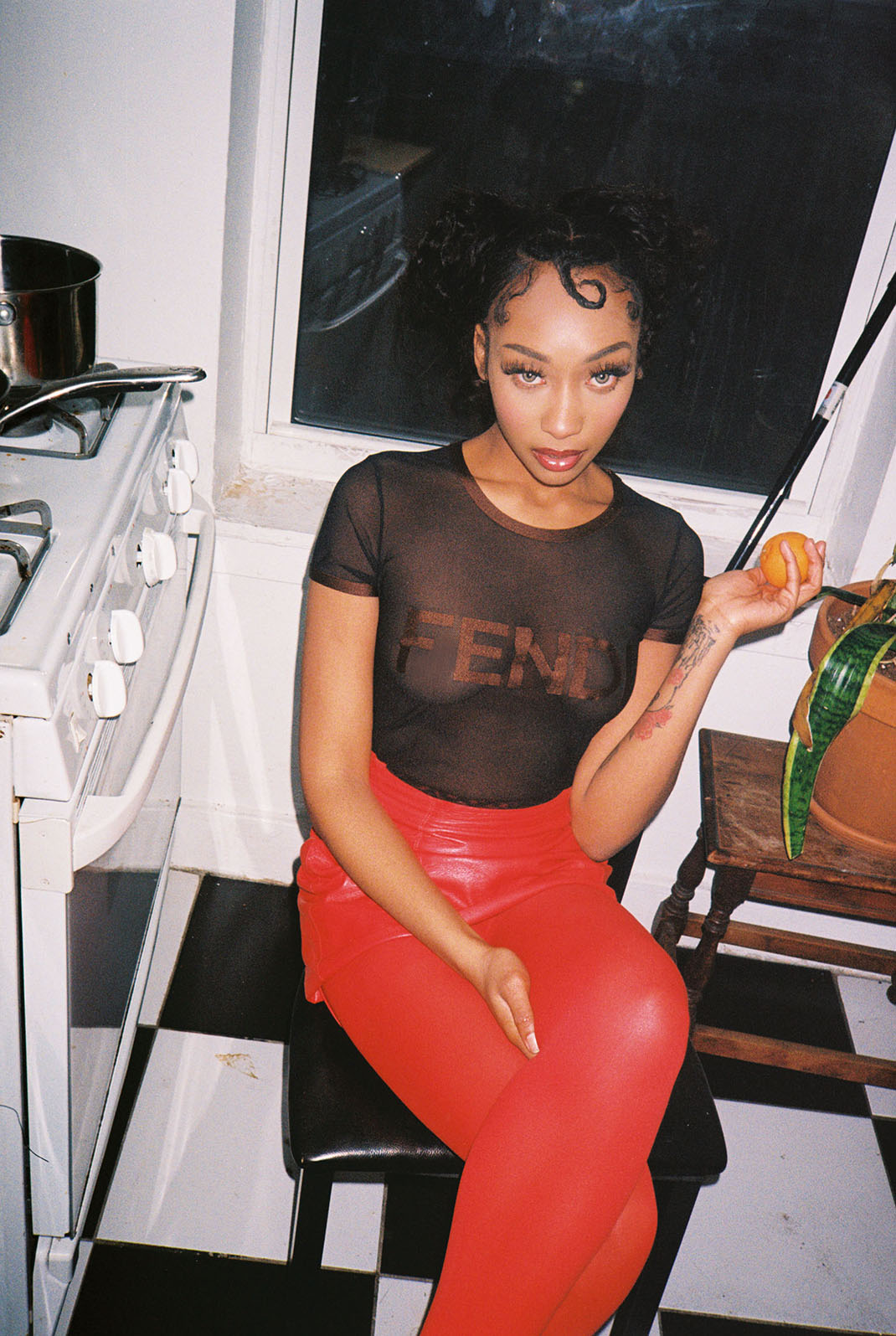 FENDI 1990-2000s logo mesh top