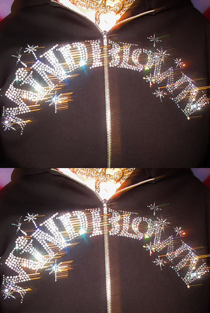 Rhinestone sparkle zip up hoodie