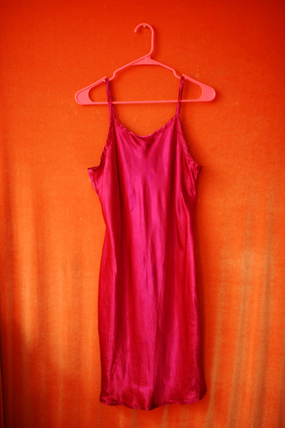 Fuchsia slippery dress from 90'