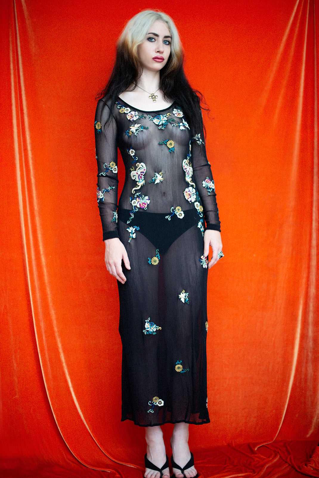 Vivienne Tam vintage mesh dress with flowers