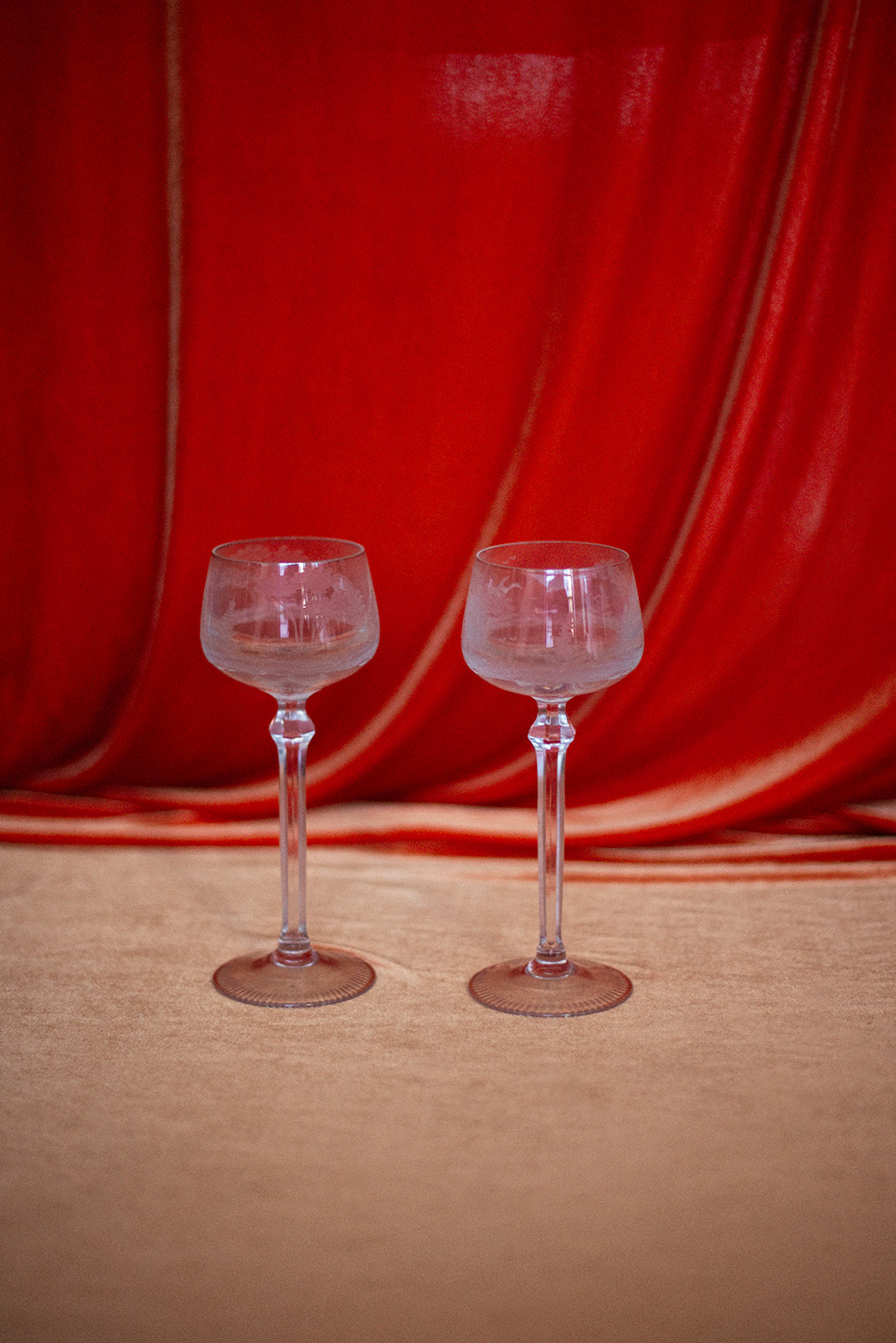 Two stunning engraved glasses for tincture