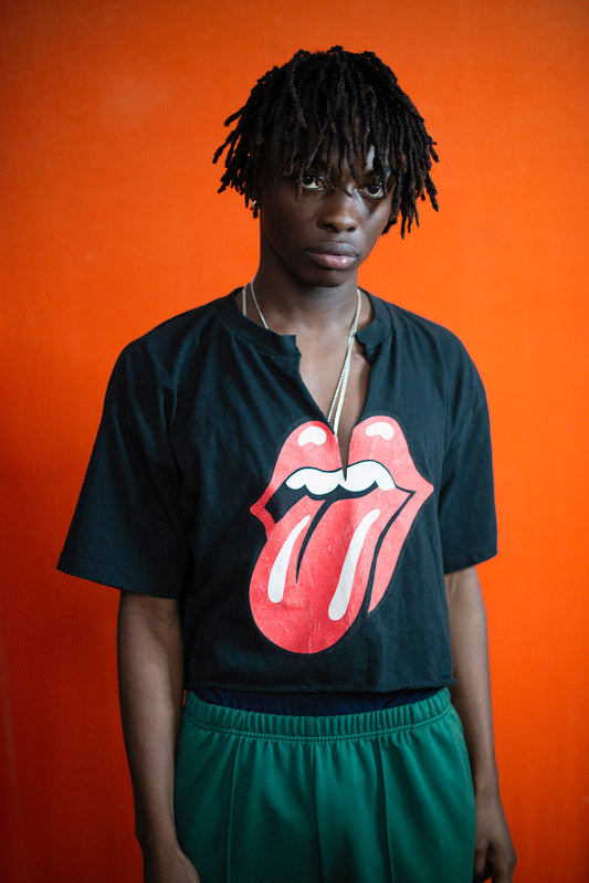 DISTRESSED AND CROPPED ROLLING STONES TEES